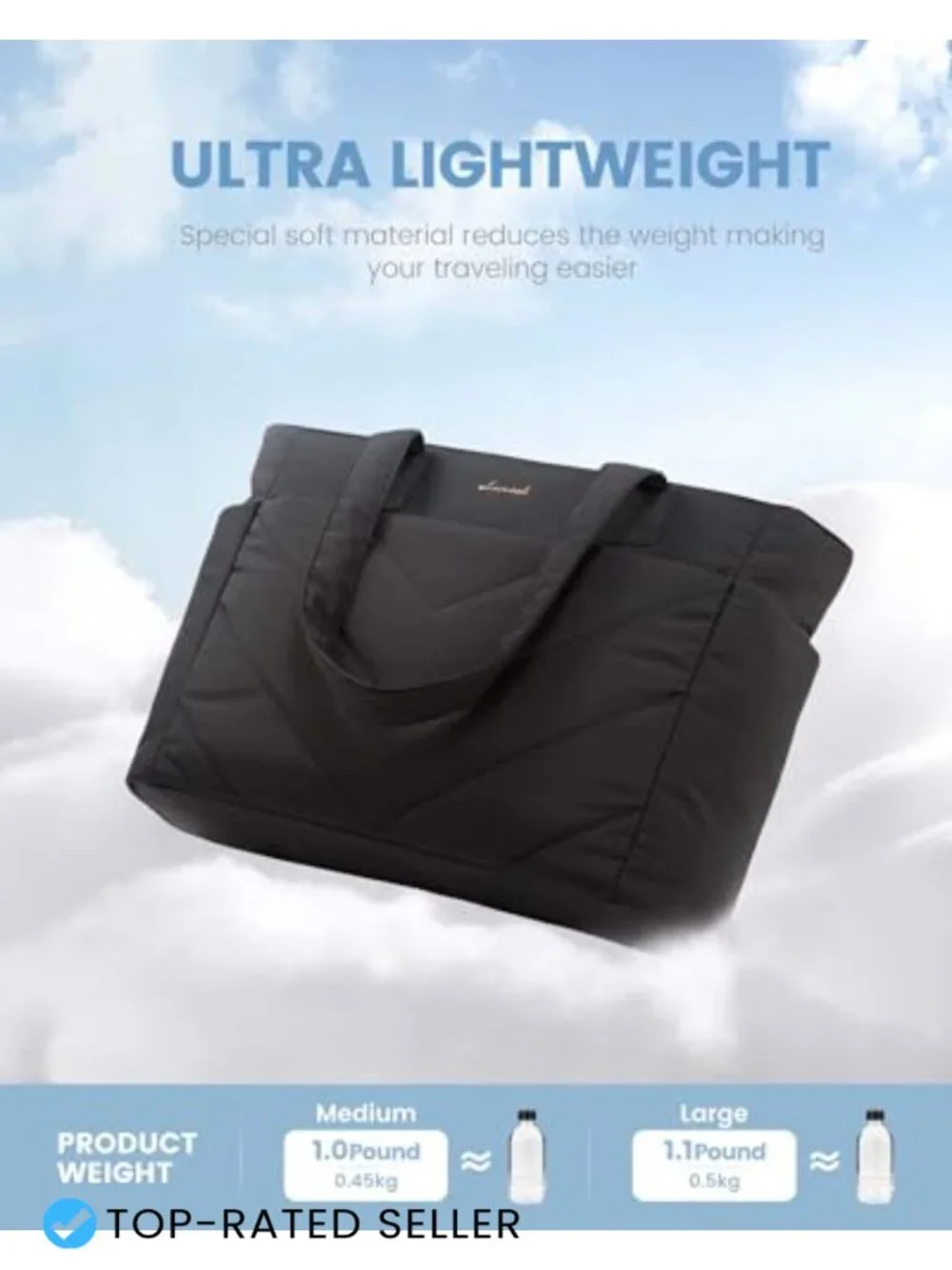 Quilted Puffer Tote Bag with Laptop Compartment, Lightweight Waterproof